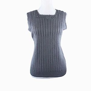 Crochet Square Neck Knit Sleeveless Top